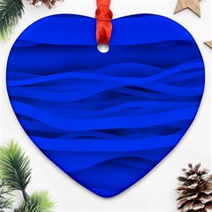 Dark Blue Stripes Seamless Ornament (heart) by Mariart