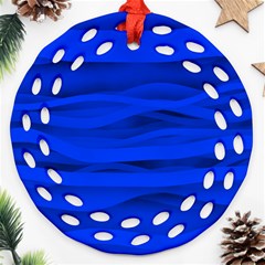 Dark Blue Stripes Seamless Round Filigree Ornament (two Sides) by Mariart