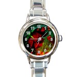 Flower Power, Wonderful Flowers, Vintage Design Round Italian Charm Watch