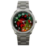 Flower Power, Wonderful Flowers, Vintage Design Sport Metal Watch