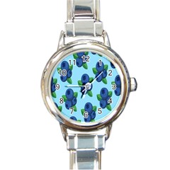 Fruit Nordic Grapes Green Blue Round Italian Charm Watch by Mariart