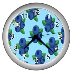 Fruit Nordic Grapes Green Blue Wall Clocks (silver) 