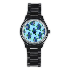 Fruit Nordic Grapes Green Blue Stainless Steel Round Watch by Mariart