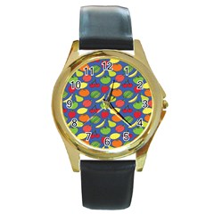 Fruit Melon Cherry Apple Strawberry Banana Apple Round Gold Metal Watch