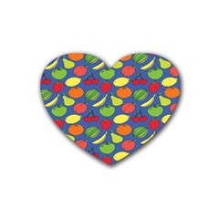 Fruit Melon Cherry Apple Strawberry Banana Apple Heart Coaster (4 Pack)  by Mariart