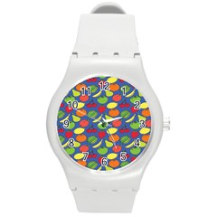 Fruit Melon Cherry Apple Strawberry Banana Apple Round Plastic Sport Watch (m) by Mariart