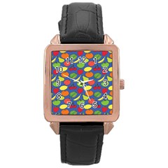 Fruit Melon Cherry Apple Strawberry Banana Apple Rose Gold Leather Watch 