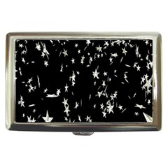 Falling Spinning Silver Stars Space White Black Cigarette Money Cases by Mariart