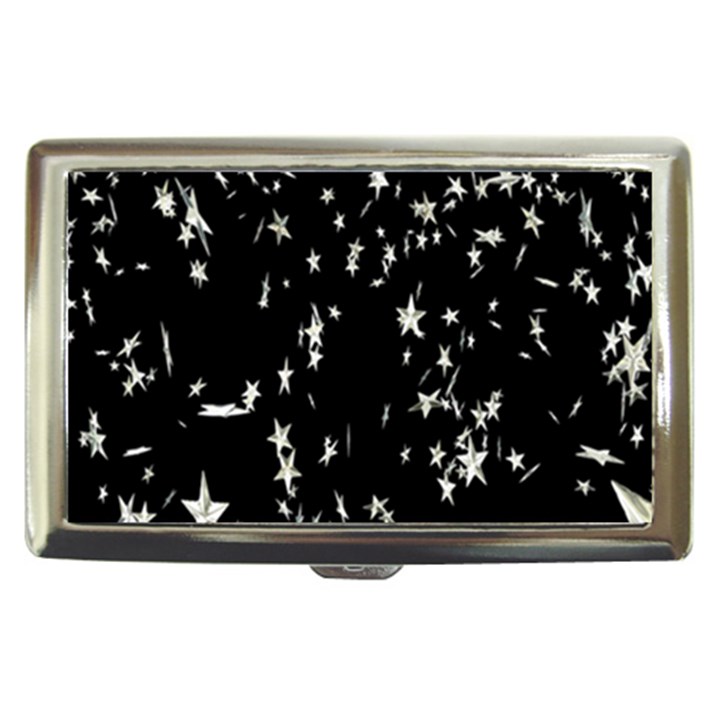 Falling Spinning Silver Stars Space White Black Cigarette Money Cases