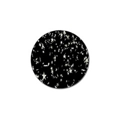 Falling Spinning Silver Stars Space White Black Golf Ball Marker by Mariart