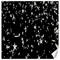 Falling Spinning Silver Stars Space White Black Canvas 12  X 12   by Mariart