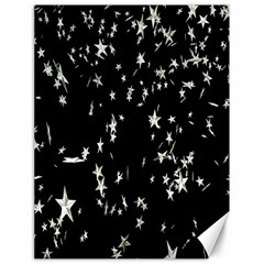 Falling Spinning Silver Stars Space White Black Canvas 18  X 24   by Mariart