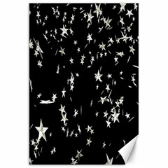 Falling Spinning Silver Stars Space White Black Canvas 20  X 30  