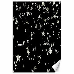 Falling Spinning Silver Stars Space White Black Canvas 24  X 36 