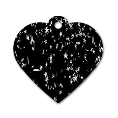 Falling Spinning Silver Stars Space White Black Dog Tag Heart (one Side) by Mariart