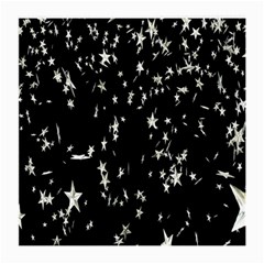 Falling Spinning Silver Stars Space White Black Medium Glasses Cloth (2-side) by Mariart