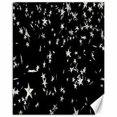 Falling Spinning Silver Stars Space White Black Canvas 11  X 14  