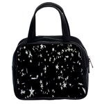 Falling Spinning Silver Stars Space White Black Classic Handbags (2 Sides) Front