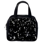 Falling Spinning Silver Stars Space White Black Classic Handbags (2 Sides) Back