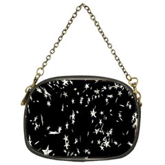 Falling Spinning Silver Stars Space White Black Chain Purses (one Side) 