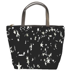 Falling Spinning Silver Stars Space White Black Bucket Bags by Mariart