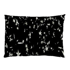 Falling Spinning Silver Stars Space White Black Pillow Case by Mariart