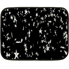 Falling Spinning Silver Stars Space White Black Fleece Blanket (mini)