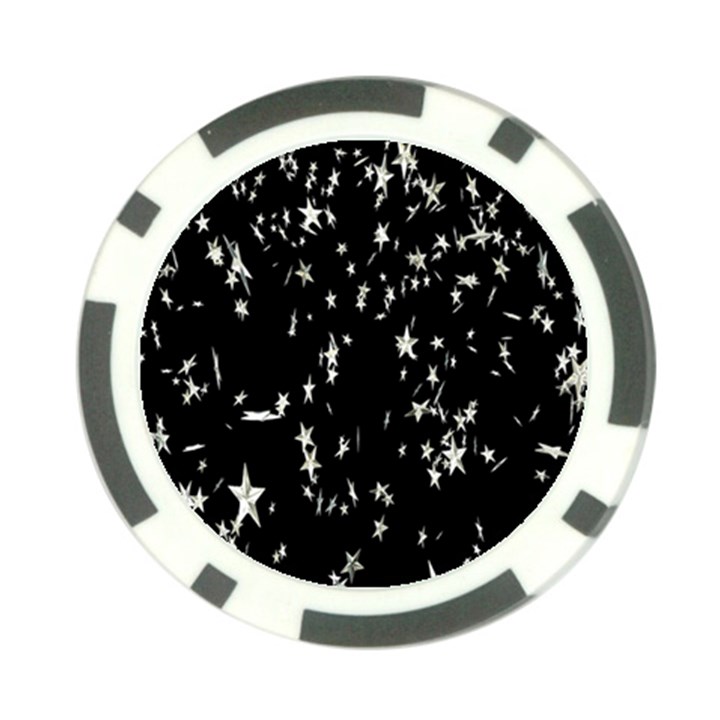 Falling Spinning Silver Stars Space White Black Poker Chip Card Guard (10 pack)