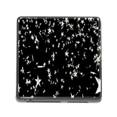 Falling Spinning Silver Stars Space White Black Memory Card Reader (square) by Mariart