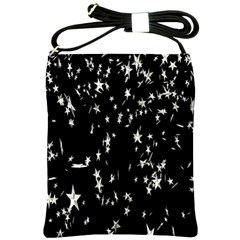 Falling Spinning Silver Stars Space White Black Shoulder Sling Bags