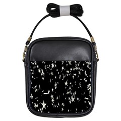 Falling Spinning Silver Stars Space White Black Girls Sling Bags