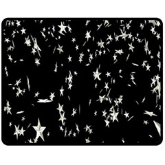 Falling Spinning Silver Stars Space White Black Fleece Blanket (medium)  by Mariart