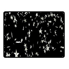 Falling Spinning Silver Stars Space White Black Fleece Blanket (small)