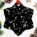 Falling Spinning Silver Stars Space White Black Snowflake Ornament (Two Sides) Back