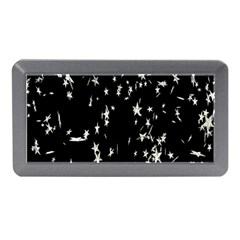 Falling Spinning Silver Stars Space White Black Memory Card Reader (mini) by Mariart