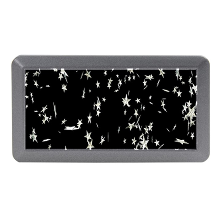 Falling Spinning Silver Stars Space White Black Memory Card Reader (Mini)