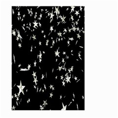 Falling Spinning Silver Stars Space White Black Large Garden Flag (two Sides) by Mariart