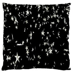 Falling Spinning Silver Stars Space White Black Large Cushion Case (one Side) by Mariart