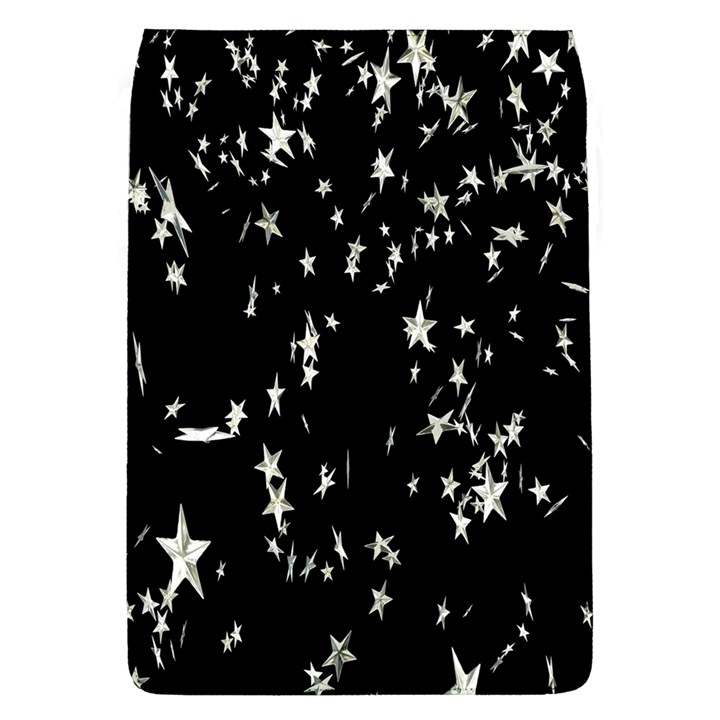 Falling Spinning Silver Stars Space White Black Flap Covers (L) 