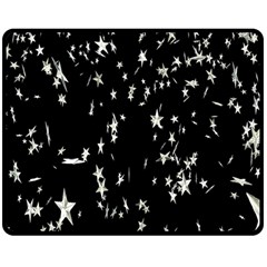 Falling Spinning Silver Stars Space White Black Double Sided Fleece Blanket (medium)  by Mariart