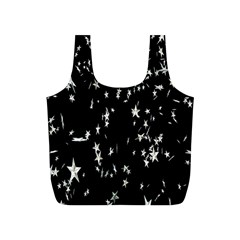 Falling Spinning Silver Stars Space White Black Full Print Recycle Bags (s) 