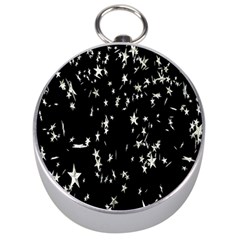 Falling Spinning Silver Stars Space White Black Silver Compasses by Mariart