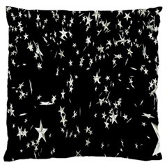 Falling Spinning Silver Stars Space White Black Large Flano Cushion Case (two Sides) by Mariart