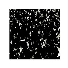 Falling Spinning Silver Stars Space White Black Small Satin Scarf (square)