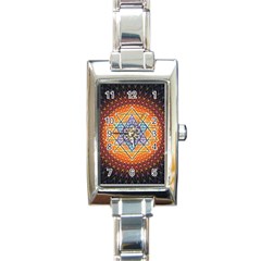 Cosmik Triangle Space Rainbow Light Blue Gold Orange Rectangle Italian Charm Watch