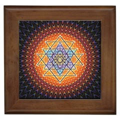 Cosmik Triangle Space Rainbow Light Blue Gold Orange Framed Tiles by Mariart