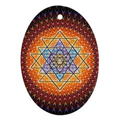 Cosmik Triangle Space Rainbow Light Blue Gold Orange Ornament (oval) by Mariart