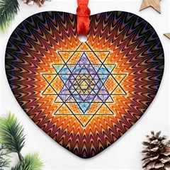 Cosmik Triangle Space Rainbow Light Blue Gold Orange Ornament (heart) by Mariart