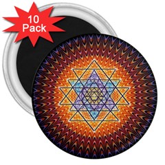 Cosmik Triangle Space Rainbow Light Blue Gold Orange 3  Magnets (10 Pack)  by Mariart