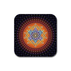 Cosmik Triangle Space Rainbow Light Blue Gold Orange Rubber Square Coaster (4 Pack)  by Mariart